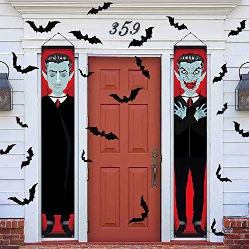  Halloween Vampire 2 Hanging Banners + 30 PVC Bats 