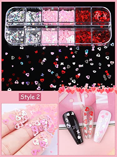 36 Grids Holographic Heart Nail Art Glitter Sequin