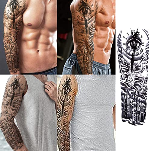 Full Arm Temporary Tattoo  Sexy Extra Large Long Lasting Waterproof 3d Fake Tattoo Sleeve  for Arms Legs Shoulders 12 Sheets