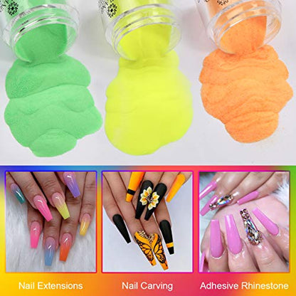 Saviland Acrylic Powder set - Neon Acrylic Nail Powder Set,10 Fluorescent Color Professional Polymer Kit Nail Extension for Nail Art