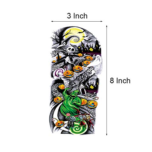 Jack Skellington Nightmare Before Christmas Large Full Arm Tattoos Sleeve, 6 Sheet