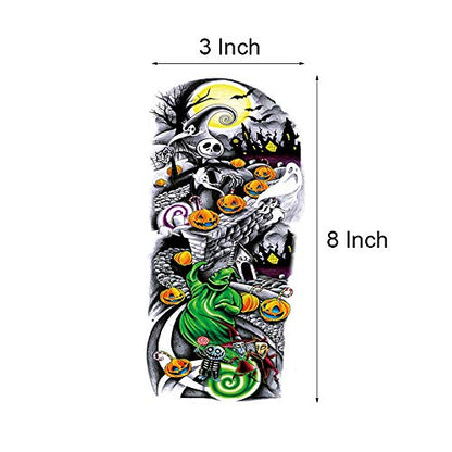 Jack Skellington Nightmare Before Christmas Large Full Arm Tattoos Sleeve, 6 Sheet
