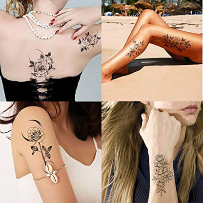Set of 30 Flower Temporary Tattoo Sticker Beautiful Floral Fake Tattoo
