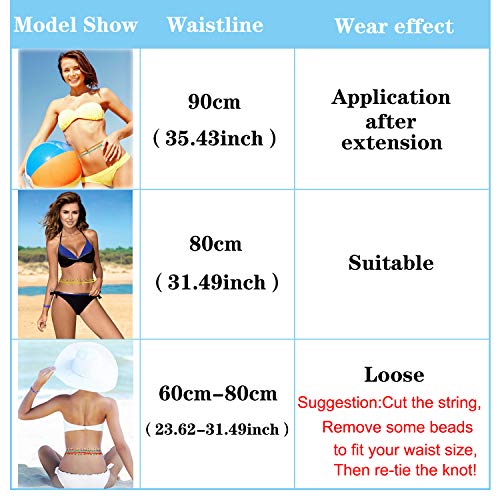 Waist Beads Colorful Summer Body Chains Belly Beads Bikini Jewelry Chains Set of 32