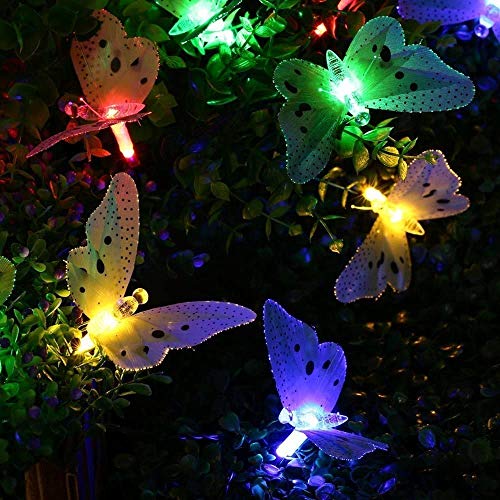 Butterfly Solar String Lights Outdoor 12 LED Waterproof