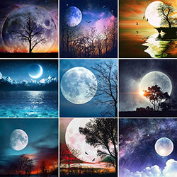 9 Pack DIY 5D Diamond Painting Kits for Adults Moon Full Drill Diamond Art Painting for Home Wall Decor(Canvas 12X12In)