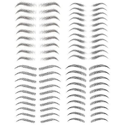 4 Sheets 40 Pairs Black 3d Eyebrow Tattoo Sticker Temporary Tattoos for Women, DIY Fake Tattoos that Look Real and Last Long Waterproof Body Art Makeup