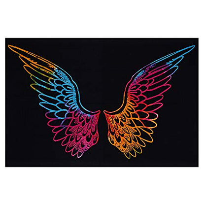 Marubhumi Psychedelic Tie Dye Mandala Angel Wings Hippie Boho Indian Tapestry Wall Hanging Throw Symbolizing Hope Faith Love (Black Multi, 30x40 Inches)
