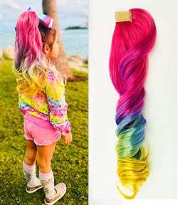 Dash-Ty Ponytail Hair Extension 22 inch Wavy Rainbow Color