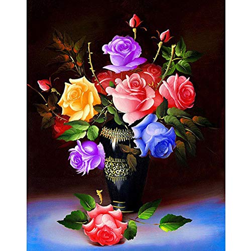 Colorful Roses DIY 5D Diamond Painting Full Drill Round Rhinestone Embroidery Cross Stitch Art Home Wall Décor 