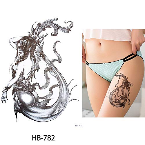 6 Sheets Mermaid Decal Sketch Temporary Tattoo Sticker Set for Body Arm Back Art Fake