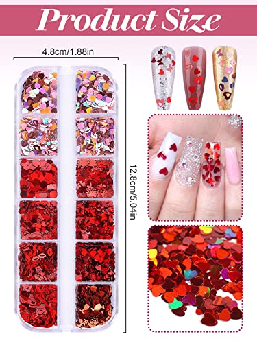 36 Grids Holographic Heart Nail Art Glitter Sequin