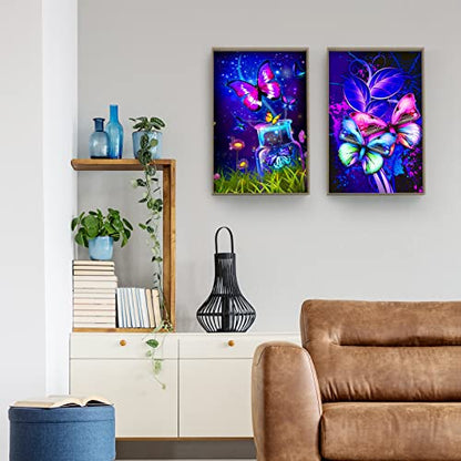 Butterfly Diamond Art, 9 Pack 5D Diamond Painting Kits for Adults Diamond Dotz Crafts Kits for Home Wall Decor 11.8 X 15.75 in