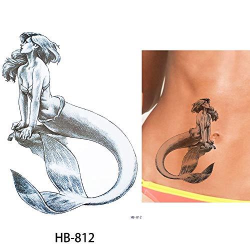 6 Sheets Mermaid Decal Sketch Temporary Tattoo Sticker Set for Body Arm Back Art Fake