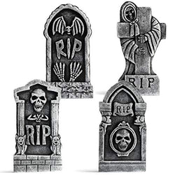 Graveyard Décor RIP Lightweight Foam Tombstones Set of 4