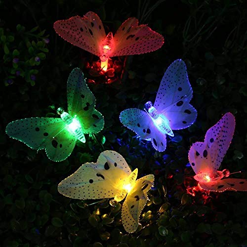 Butterfly Solar String Lights Outdoor 12 LED Waterproof
