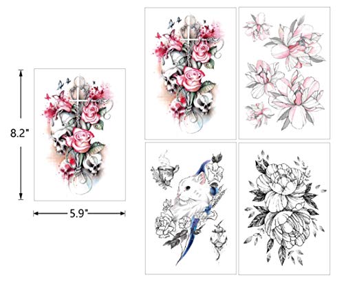 Temporary Tattoo Sticker Full Arm Large Size Fake Tatoo for Man Woman 12 Sheets