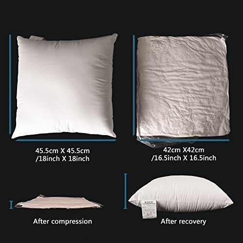 Luxury Throw Pillow Insert Soft Fluffy Down Alternative Polyester Square Form Sham Stuffer Cotton Cover for Sofa Couch Bed Car White 18x18