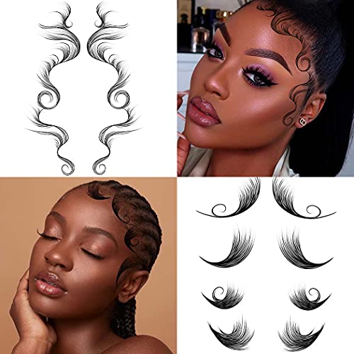 Temporary Baby Hair Tattoo Stickers, 6 Styles Waterproof Tattos Edge Tattoo with Bangs Edges Curly Hair Salon DIY Hairstyling Hair Stickers Template Makeup Tool for Women Girls