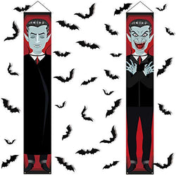  Halloween Vampire 2 Hanging Banners + 30 PVC Bats 