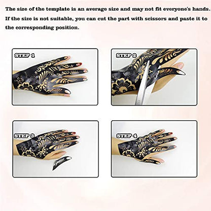 10 Sheets Henna Tattoo Stencils, Temporary Tattoo Stickers, Reusable Self-Adhesive Tattoo Templates with Moon Castle Pattern for Women and Girls Body Art Makeup Party Decoration