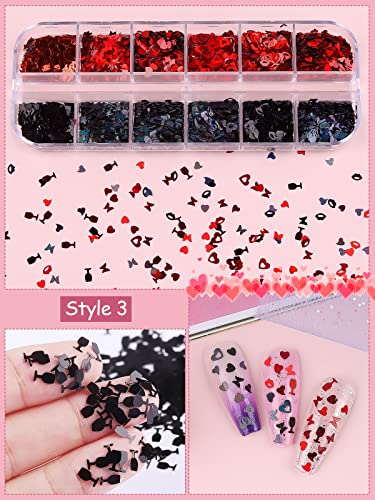 36 Grids Holographic Heart Nail Art Glitter Sequin