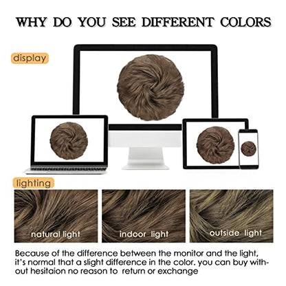 100% Human Messy Hair Bun Scrunchies Ponytail Extension Human Hair Updo Chignon Hair Piece 6# Medium Chestnut Brown