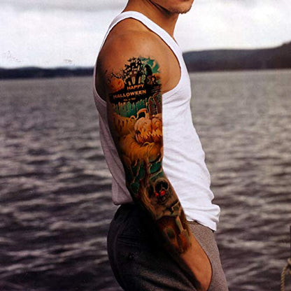 Nightmare Before Christmas Large Full Arm Tattoos Sleeve, 6-Sheet Fake Temporary Sleeve Tattoos for Cosplay