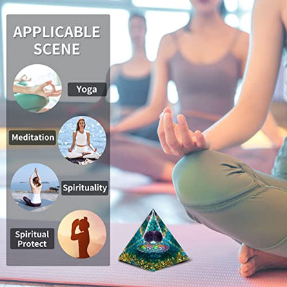 MXiiXM Orgone Pyramid for Positive Energy, Amethyst Crystal Ball Handmade Pyramid, Protection Crystals Energy Generator for Stress Reduce Healing Meditation Attract Wealth Lucky (30 Shape)
