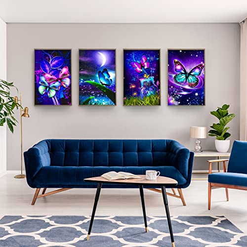 Butterfly Diamond Art, 9 Pack 5D Diamond Painting Kits for Adults Diamond Dotz Crafts Kits for Home Wall Decor 11.8 X 15.75 in