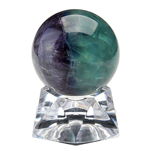 Jovivi 1.2"(30mm) Natural Dragon Blood Jasper/Fluorite Healing Crystal Gemstone Ball Divination Sphere Sculpture Figurine with Acrylic Stand