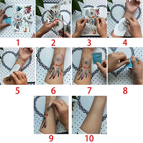 6 Sheets Mermaid Decal Sketch Temporary Tattoo Sticker Set for Body Arm Back Art Fake