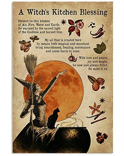 Witch's Kitchen Blessing Poster Art for Home Decor Novelty Wall Decor Poster Metal Tin Signs 8x12 Inch