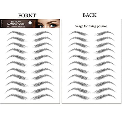 4 Sheets 40 Pairs Black 3d Eyebrow Tattoo Sticker Temporary Tattoos for Women, DIY Fake Tattoos that Look Real and Last Long Waterproof Body Art Makeup