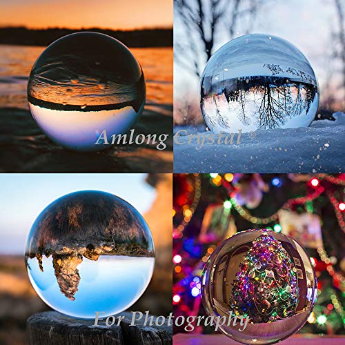 Amlong Clear Crystal Ball with Redwood Lion Resin Stand