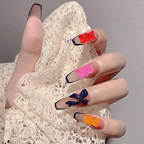 120 Pcs Nail Charms Kawaii Nail Charms for Nail Art Decoration Gummy Bear Charms Resin Charms for Nail Decoration (8 Colors)