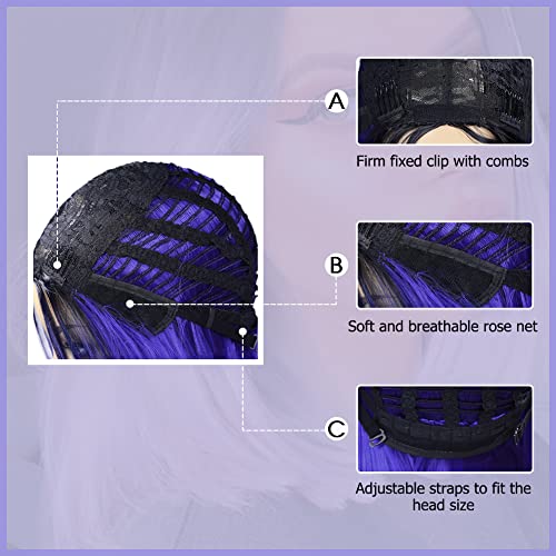Black to Sapphire Blue 12-14" +/- Ombre Daily Wear or Cosplay Straight Synthetic Middle Part Heat Resistant Wig Free Delivery in 3 to 5 days