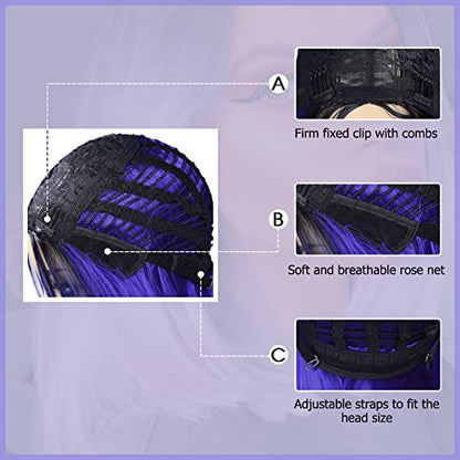 Black to Sapphire Blue 12-14" +/- Ombre Daily Wear or Cosplay Straight Synthetic Middle Part Heat Resistant Wig Free Delivery in 3 to 5 days