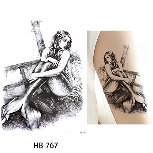 6 Sheets Mermaid Decal Sketch Temporary Tattoo Sticker Set for Body Arm Back Art Fake