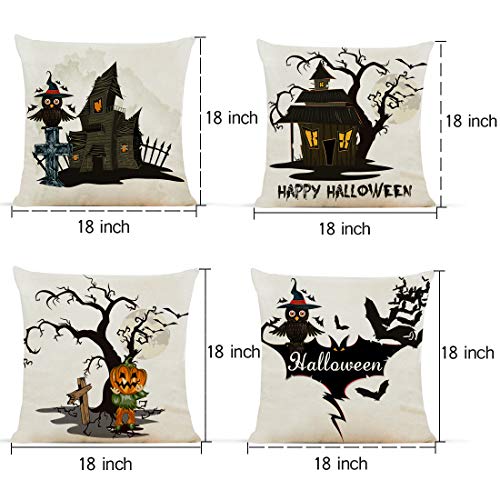 Haunted House Bats and Black Cats Halloween Pillow Covers