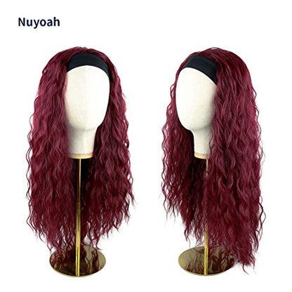 Burgundy Red Headband Wig | Synthetic NON Lace Front | 24" 150% Density Loose Wave | Human Hair Feel