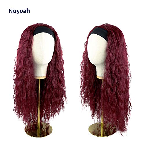Burgundy Red Headband Wig | Synthetic NON Lace Front | 24" 150% Density Loose Wave | Human Hair Feel
