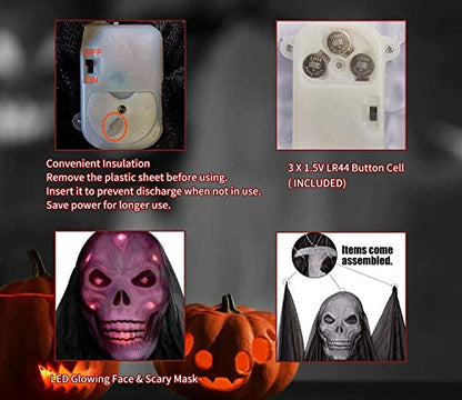 Hanging Ghost Decorations Skeleton 10.8 Foot LED Hanging Prop for Halloween Party Indoors and Outdoors Decor