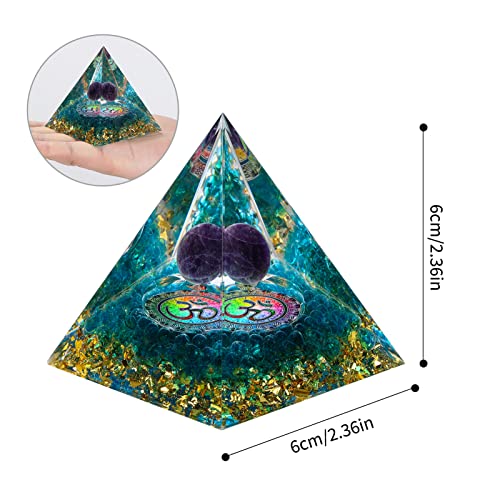 MXiiXM Orgone Pyramid for Positive Energy, Amethyst Crystal Ball Handmade Pyramid, Protection Crystals Energy Generator for Stress Reduce Healing Meditation Attract Wealth Lucky (30 Shape)