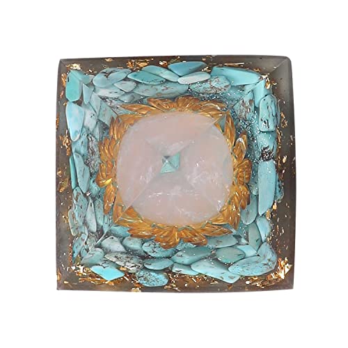 New Inspirational Crystal Pyramid Orgone Pyramids Flower of Life with Turquoise Energy Pyramid Generator for Protection Meditation Orgonite Pyramids