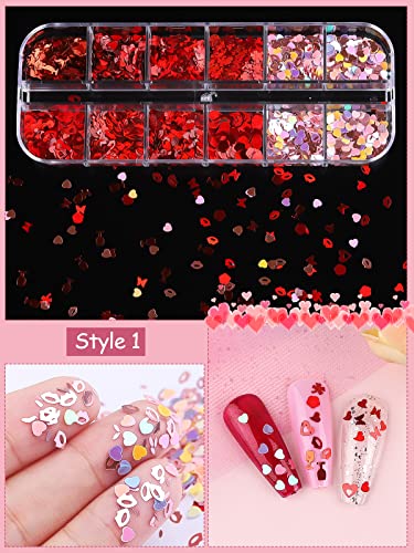 36 Grids Holographic Heart Nail Art Glitter Sequin
