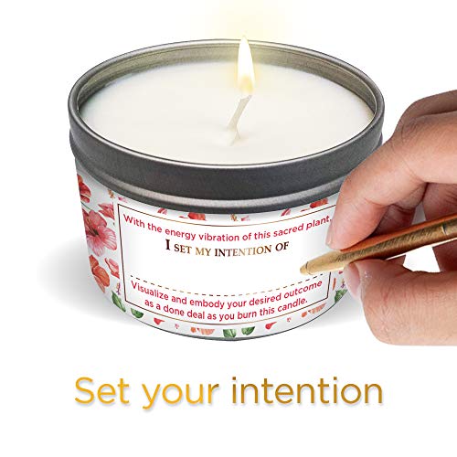 MAGNIFICENT 101 Sacred Plants Smudge Candle for House Energy Cleansing, Banish Negative Energy, Spiritual Purification and Chakra Healing - Natural Soy Wax Candle for Aromatherapy (Hibiscus)