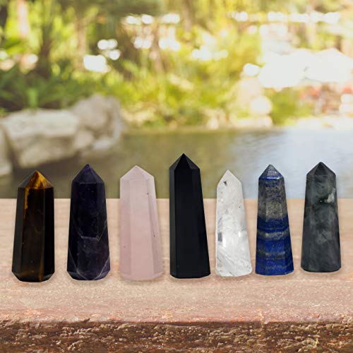 Crystals .Crystals and Healing Stones, Crystal Healing Ornaments. All 7 Chakra Wands with Tumbled Stones Crystals Set of 14