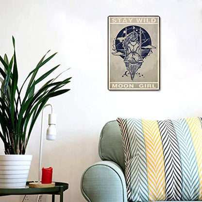 Stay Wild Moon Child Vintage Metal Tin Sign Wall Decor for Bar Pub Club8 x 12 inch