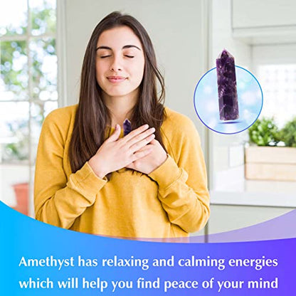 Healing Crystal Wands | 2" Amethyst Crystal, Clear Quartz Crystal Wand & Rose Quartz Crystal Points| 6 Faceted Reiki Chakra Meditation Therapy (3 pcs)